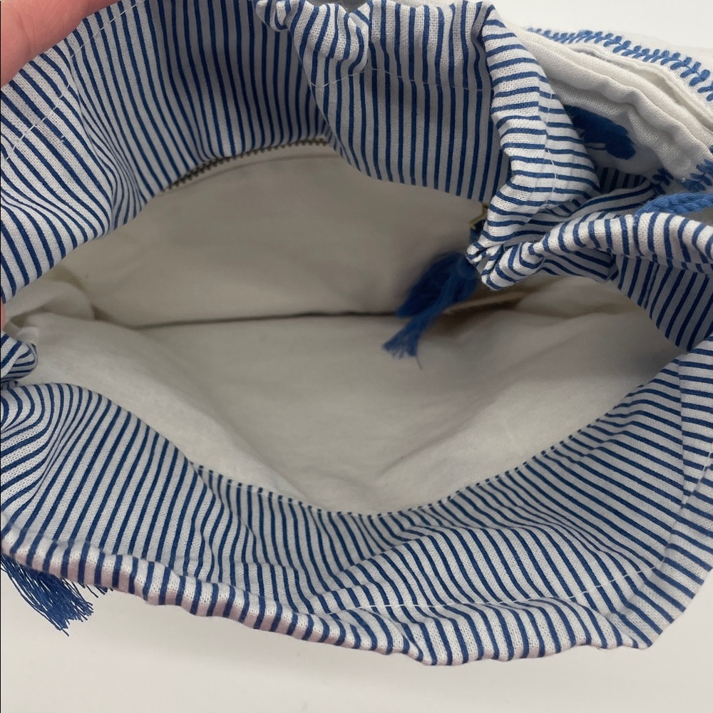 Sezane Mini Tote Bag in Ecru and Blue A15 - Picture 6 of 9